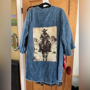 Denim Cowboy Graphic Jacket /Dress oversized 💕